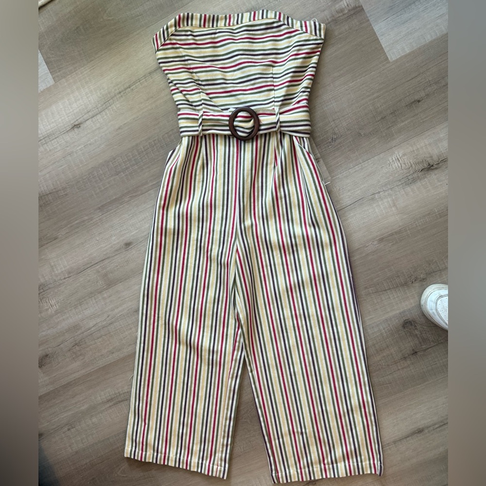 Moon River Multicolor Striped Belted Jumpsuit
